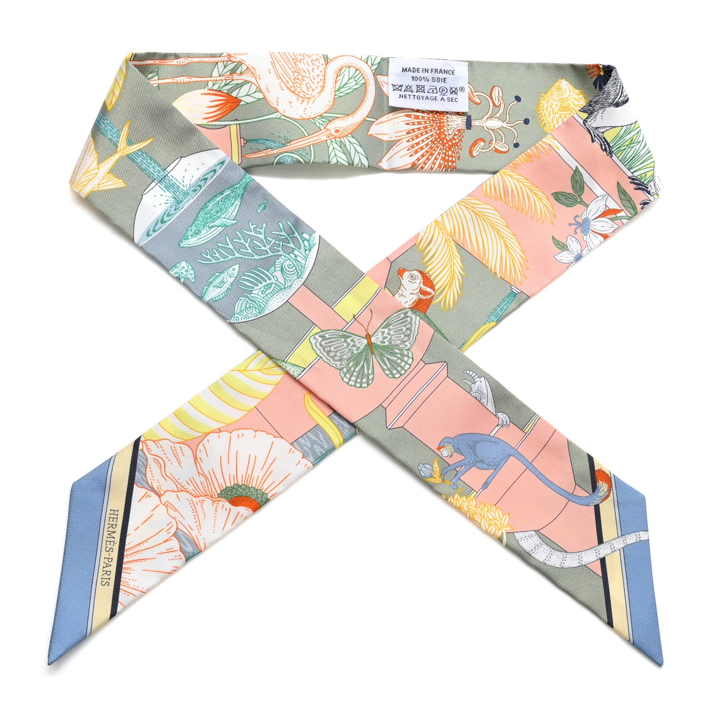 Silk Precious Paradise Twilly Vert Amande Abricot Bleu Jean