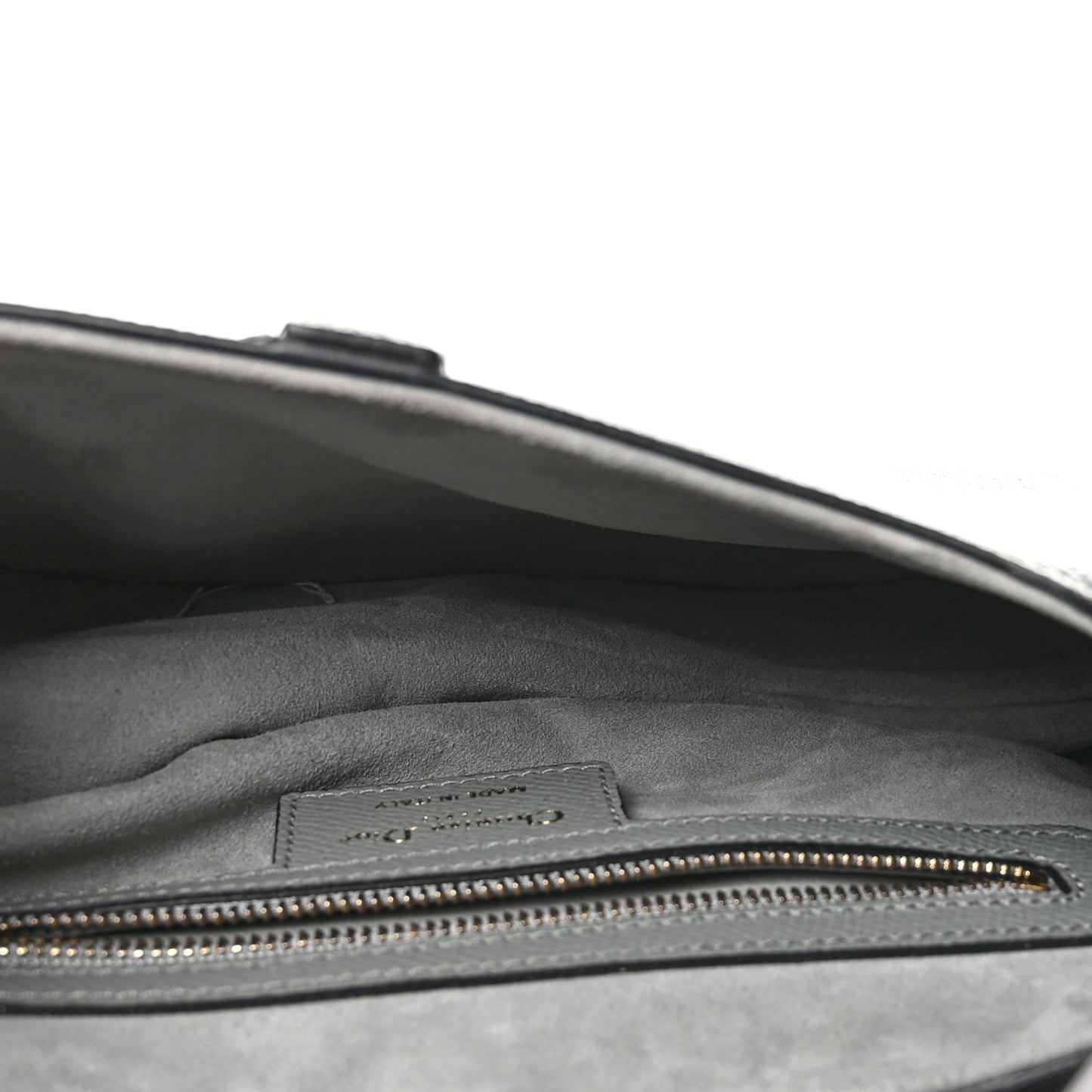 Grained Calfskin Saddle Bag Grey Stone
