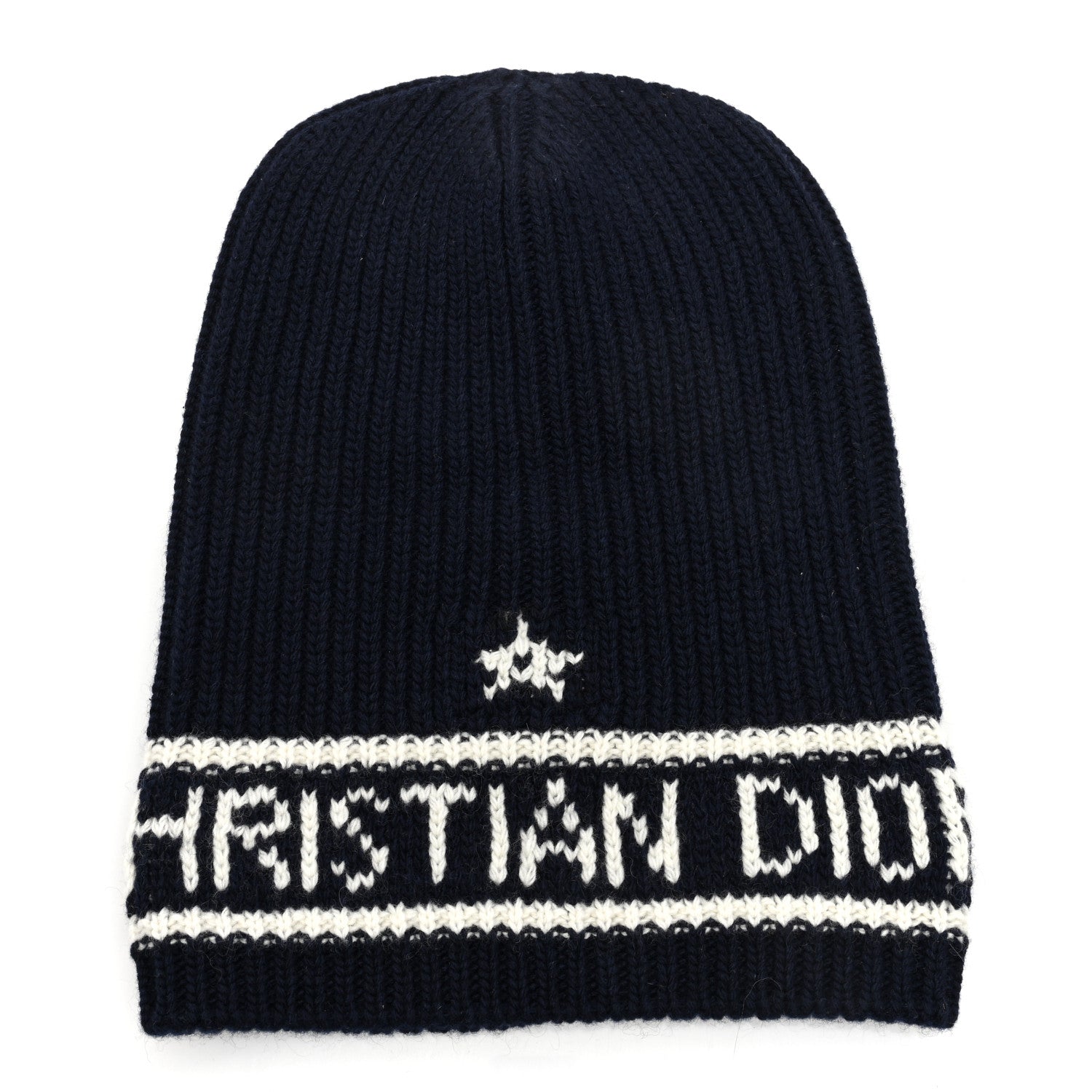 Christian Dior Wool Cashmere Star Beanie Blue Marine 1 of 5