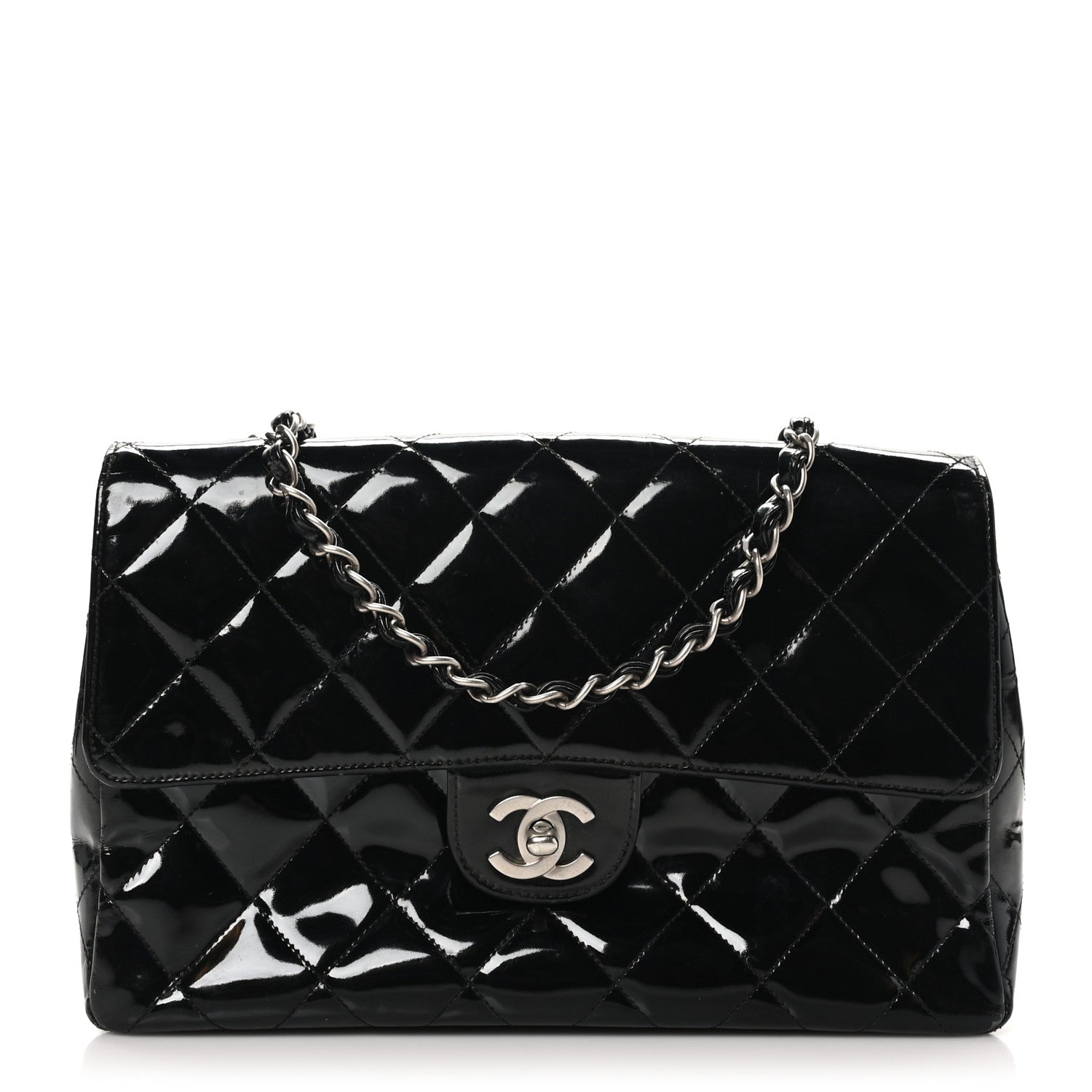 Chanel Patent Quilted Medium Single Flap Black 1 of 10