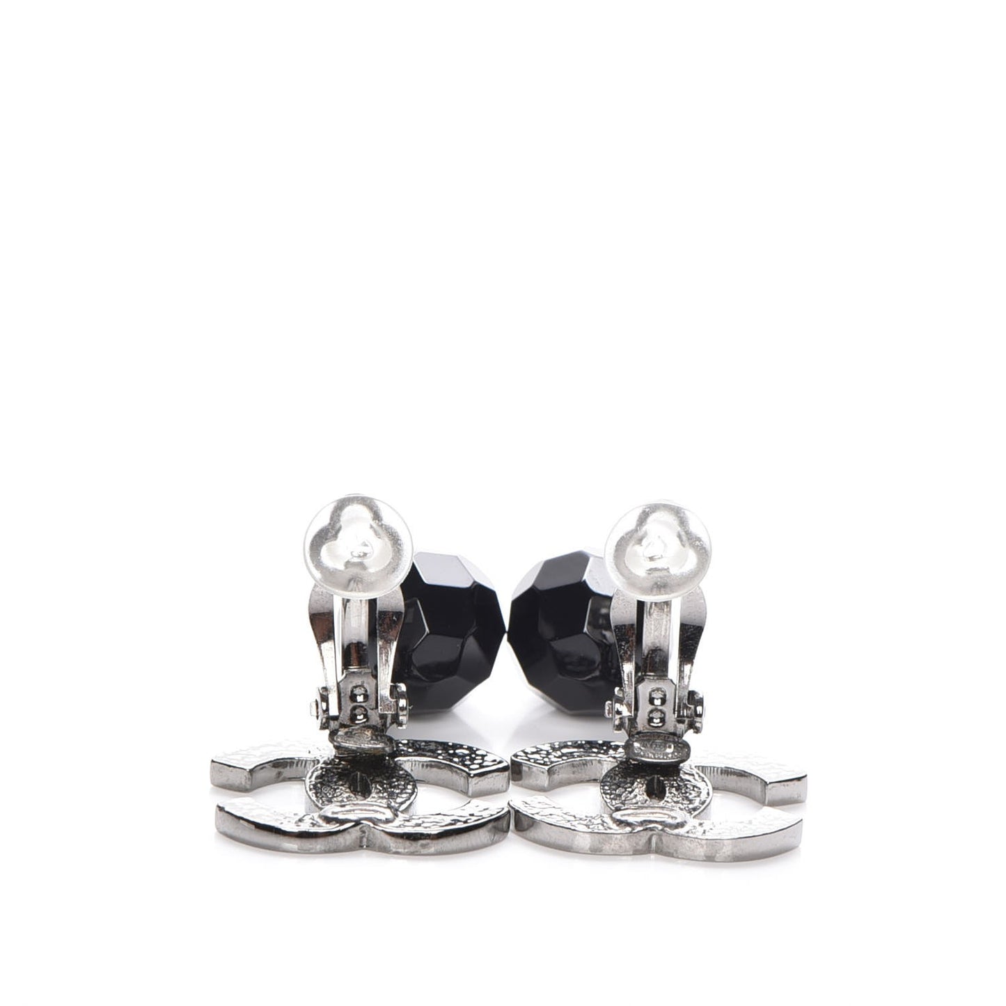 Ruthenium Bead CC Drop Earrings Black