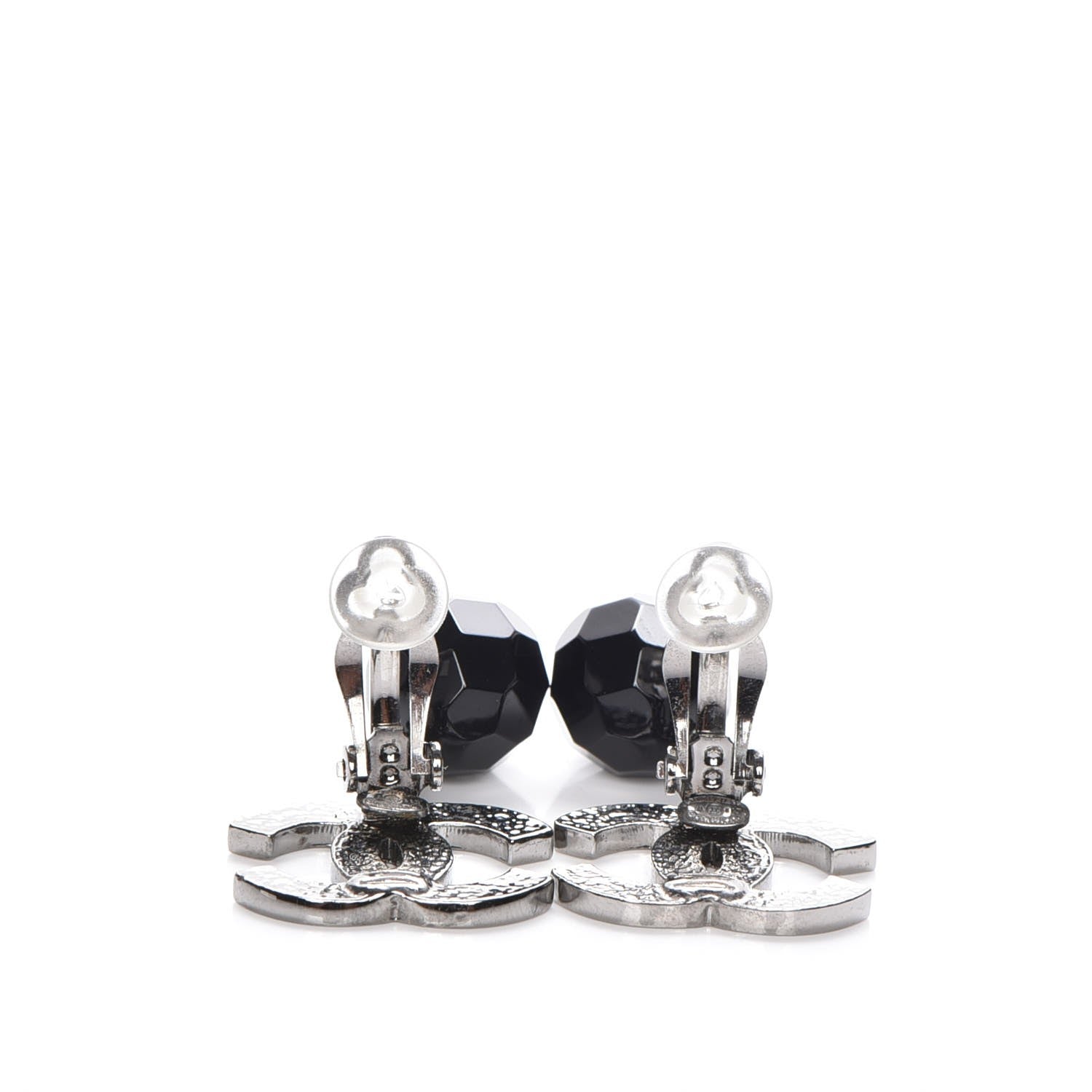 Chanel Ruthenium Bead CC Drop Earrings Black 3 of 5