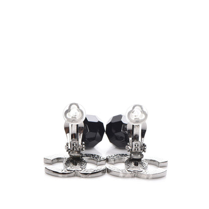 Chanel Ruthenium Bead CC Drop Earrings Black 3 of 5