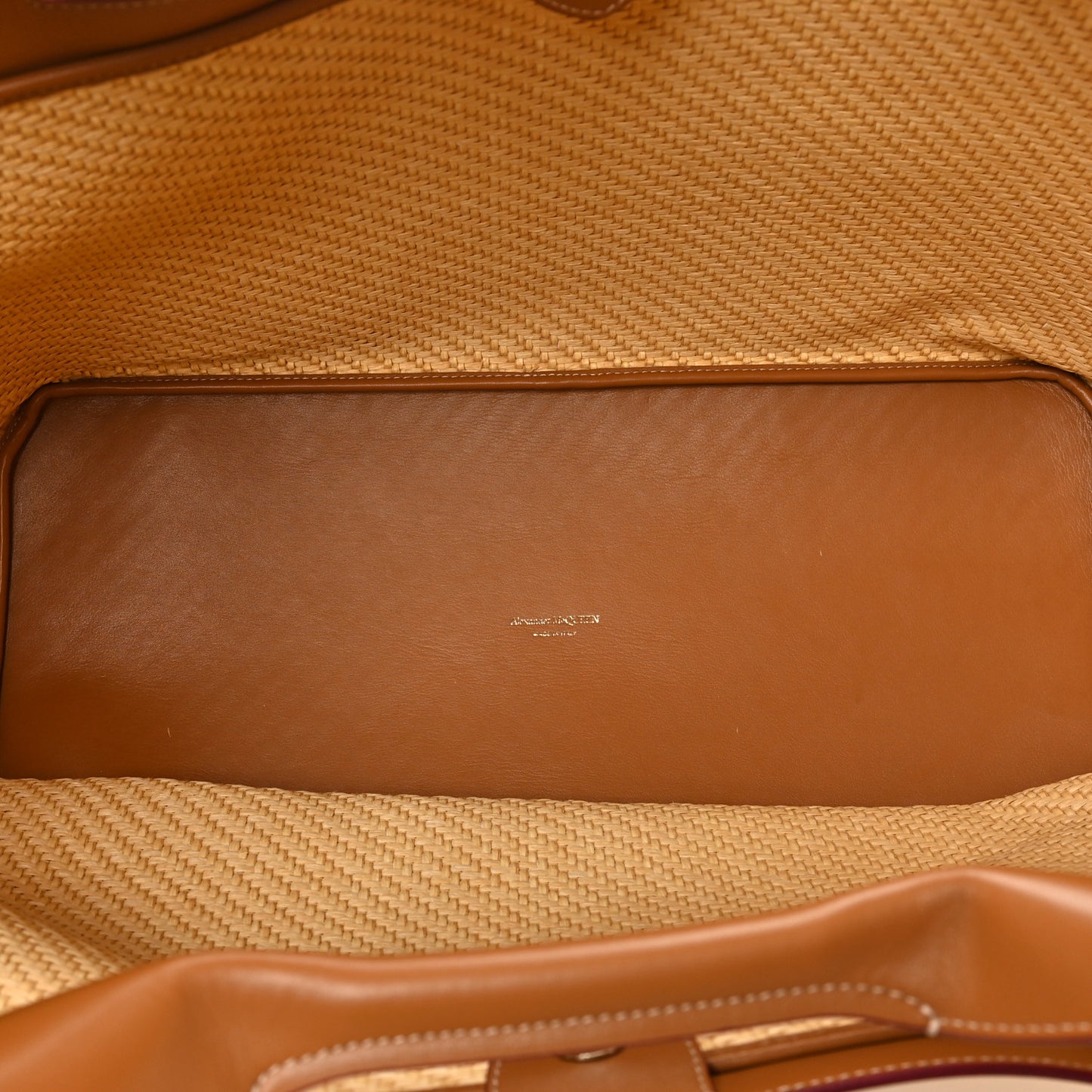 Raffia Calfskin Large The Bow Bag Natural Tan