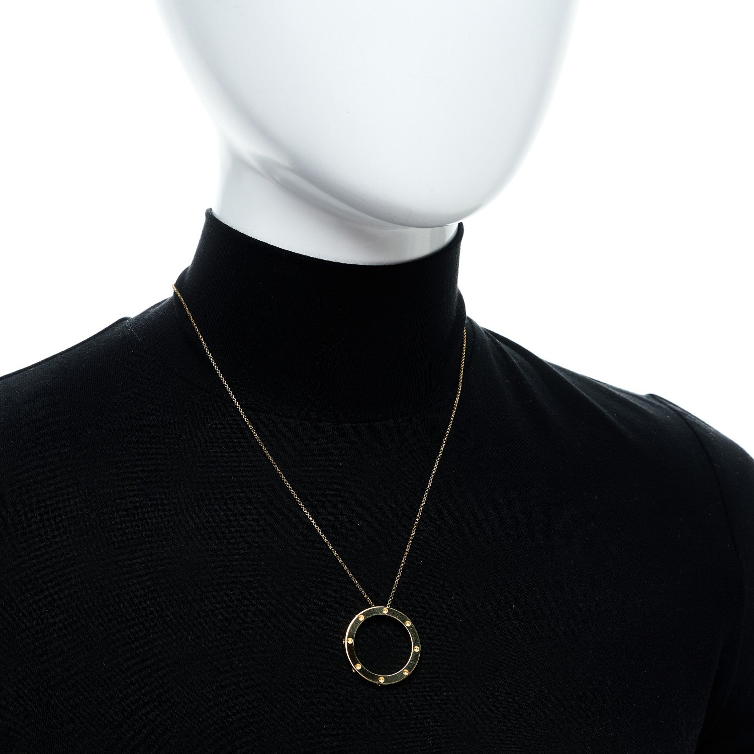 Roberto Coin 18K Yellow Gold Pois Mois Small Circle Pendant Necklace 2 of 6