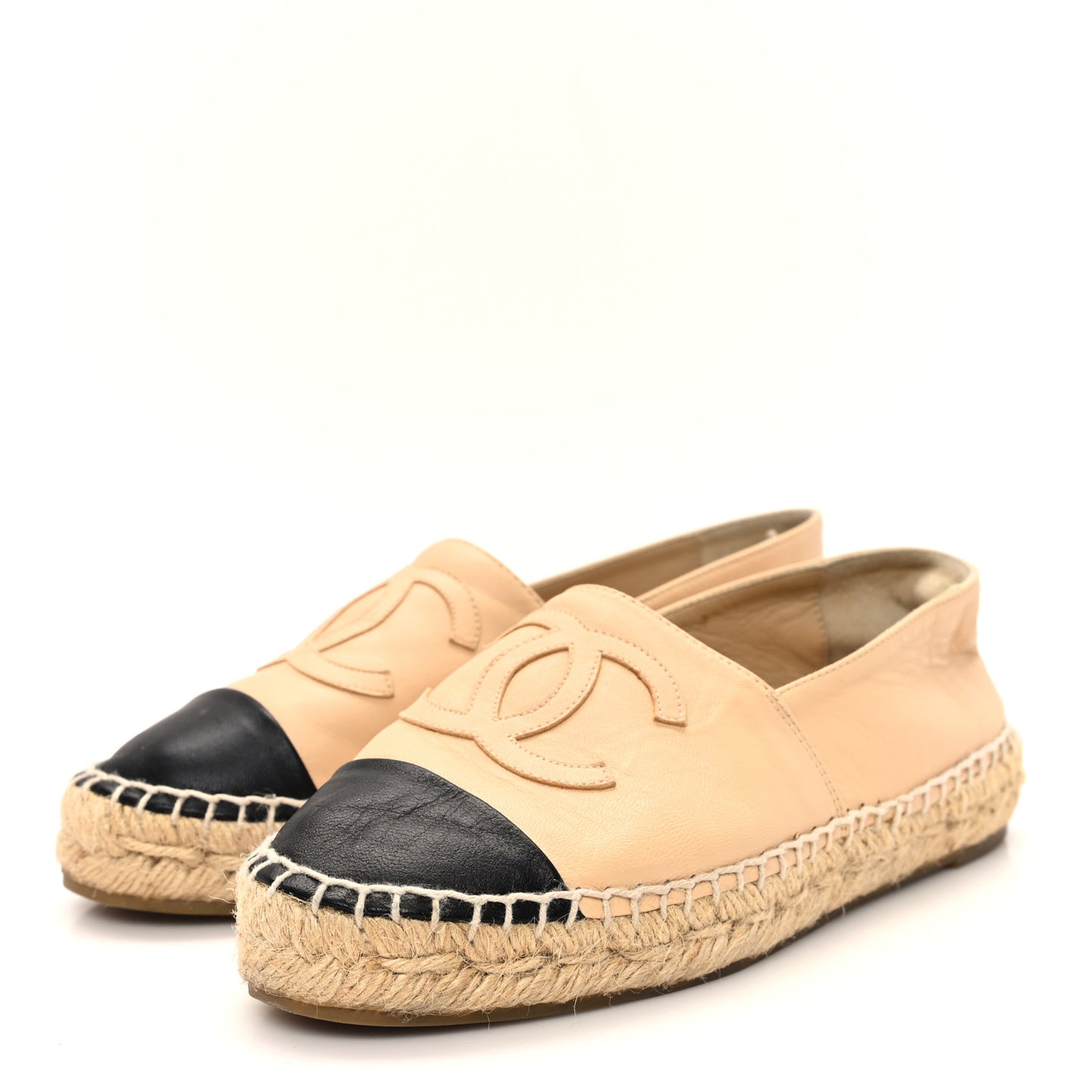 Lambskin CC Espadrilles 35 Beige Black