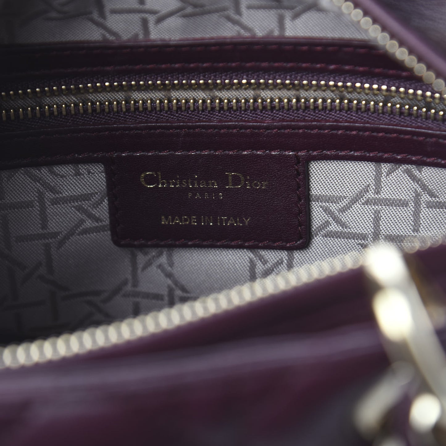 Lambskin Cannage Medium Lady Dior Burgundy