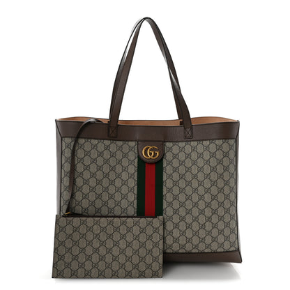 Gucci GG Supreme Monogram Web Ophidia Tote Brown 3 of 13