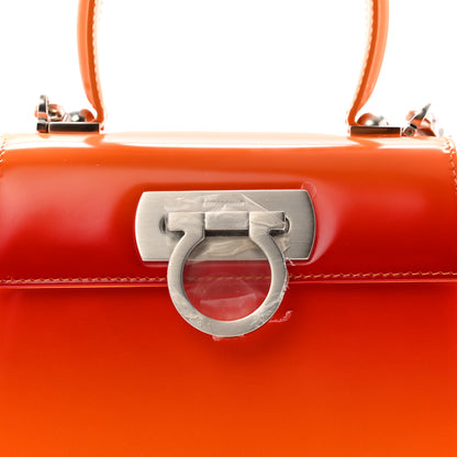 Salvatore Ferragamo Brushed Calfskin Airbrush Small Iconic Top Handle Bag Orange Multicolor 8 of 10