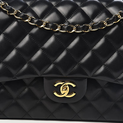 Chanel Lambskin Quilted Jumbo Double Flap Black 15 of 16