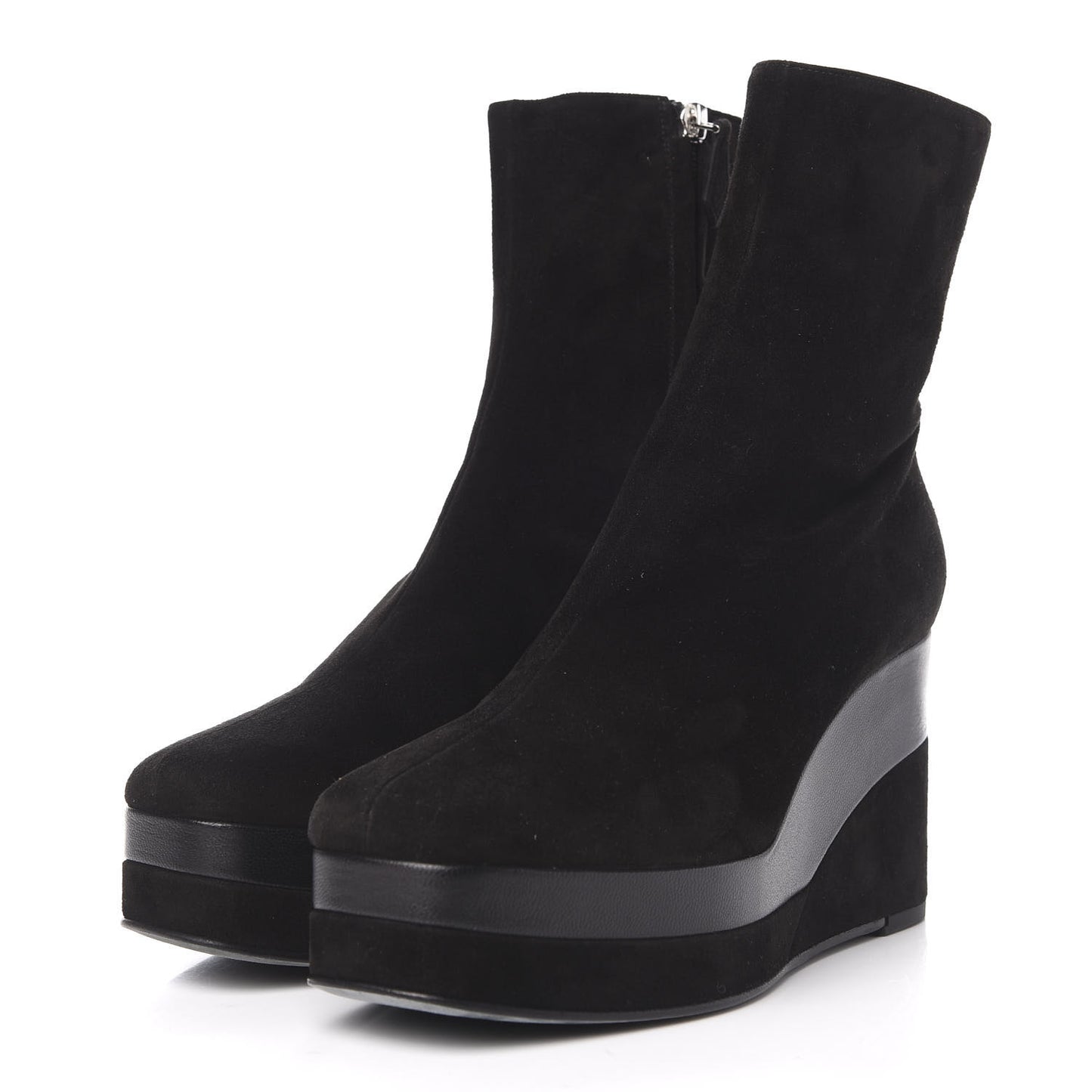 Suede Goatskin Womens Wedge Boot 39 Black