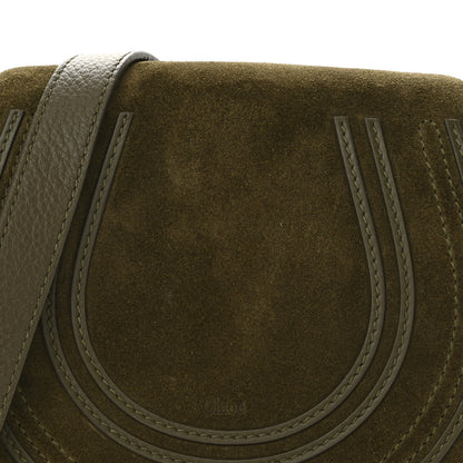 Chloe Suede Calfskin Small Marcie Saddle Bag Deep Olive 8 of 10