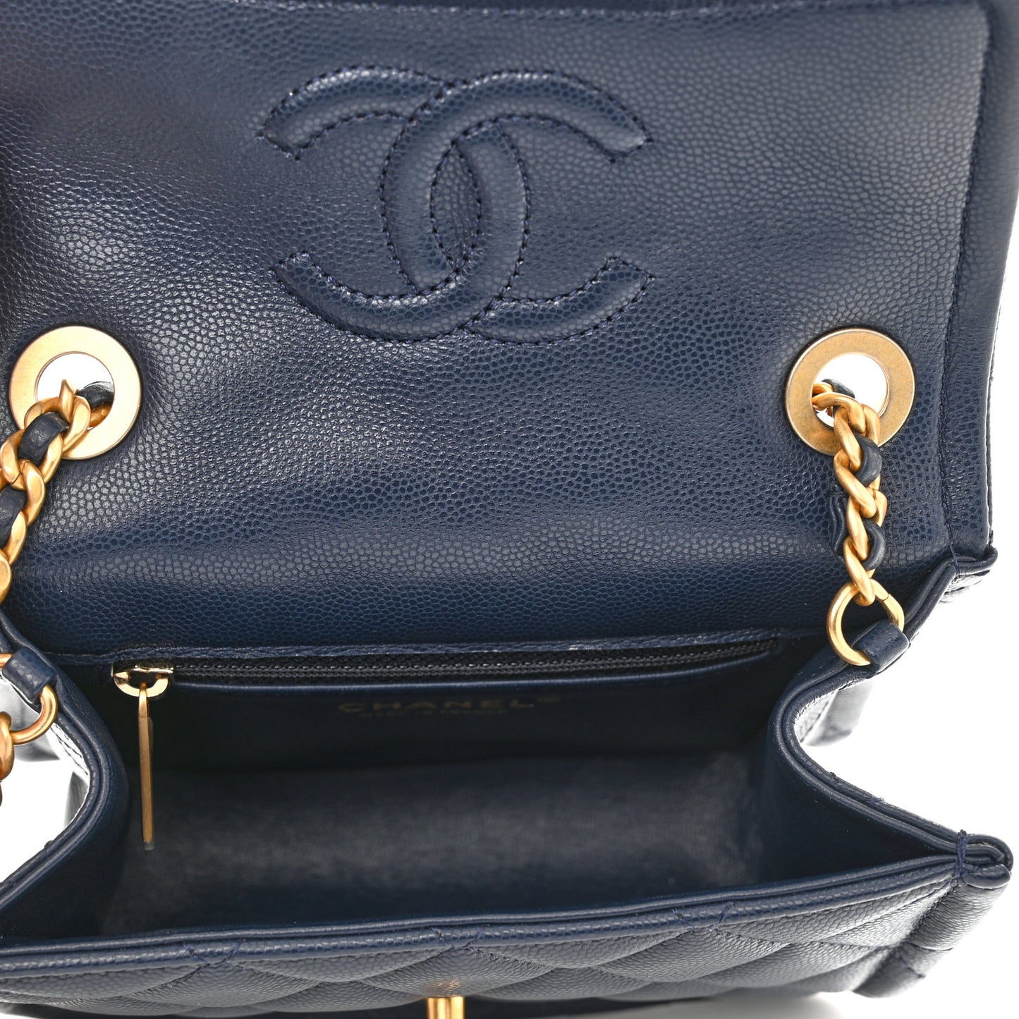 Caviar Quilted Mini Sweet Classic Flap Navy Blue