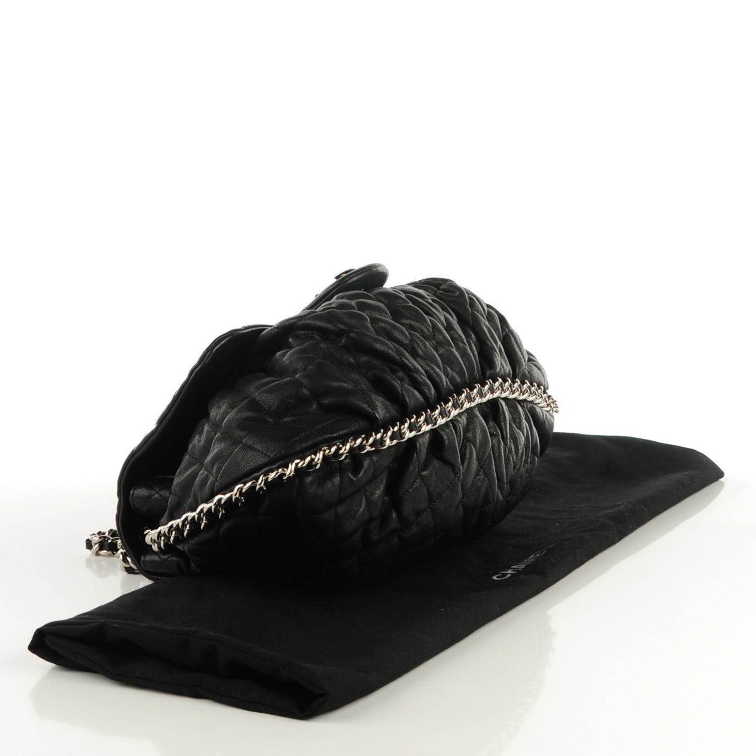 Chanel Washed Lambskin Quilted Large Chain Around Messenger Black 4 of 7