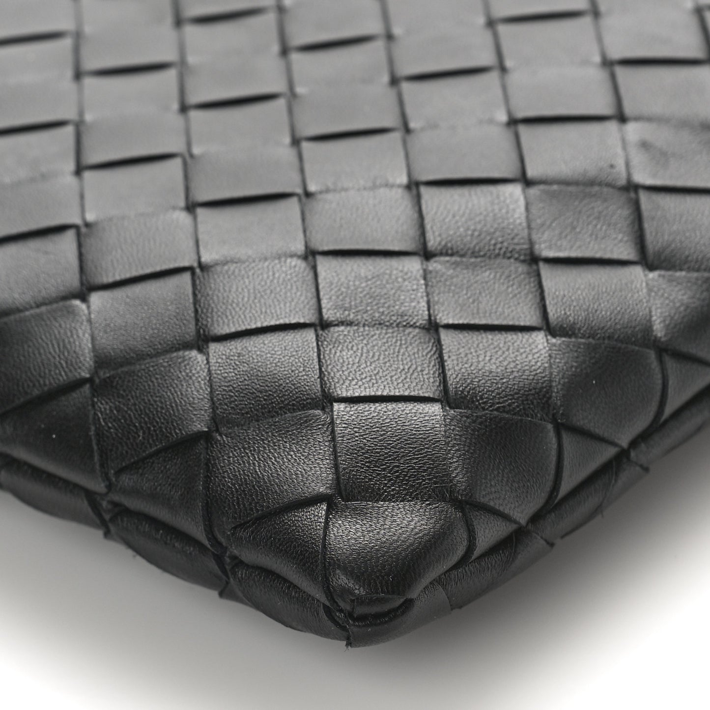 Nappa Intrecciato Medium Flat Zip Pouch Black