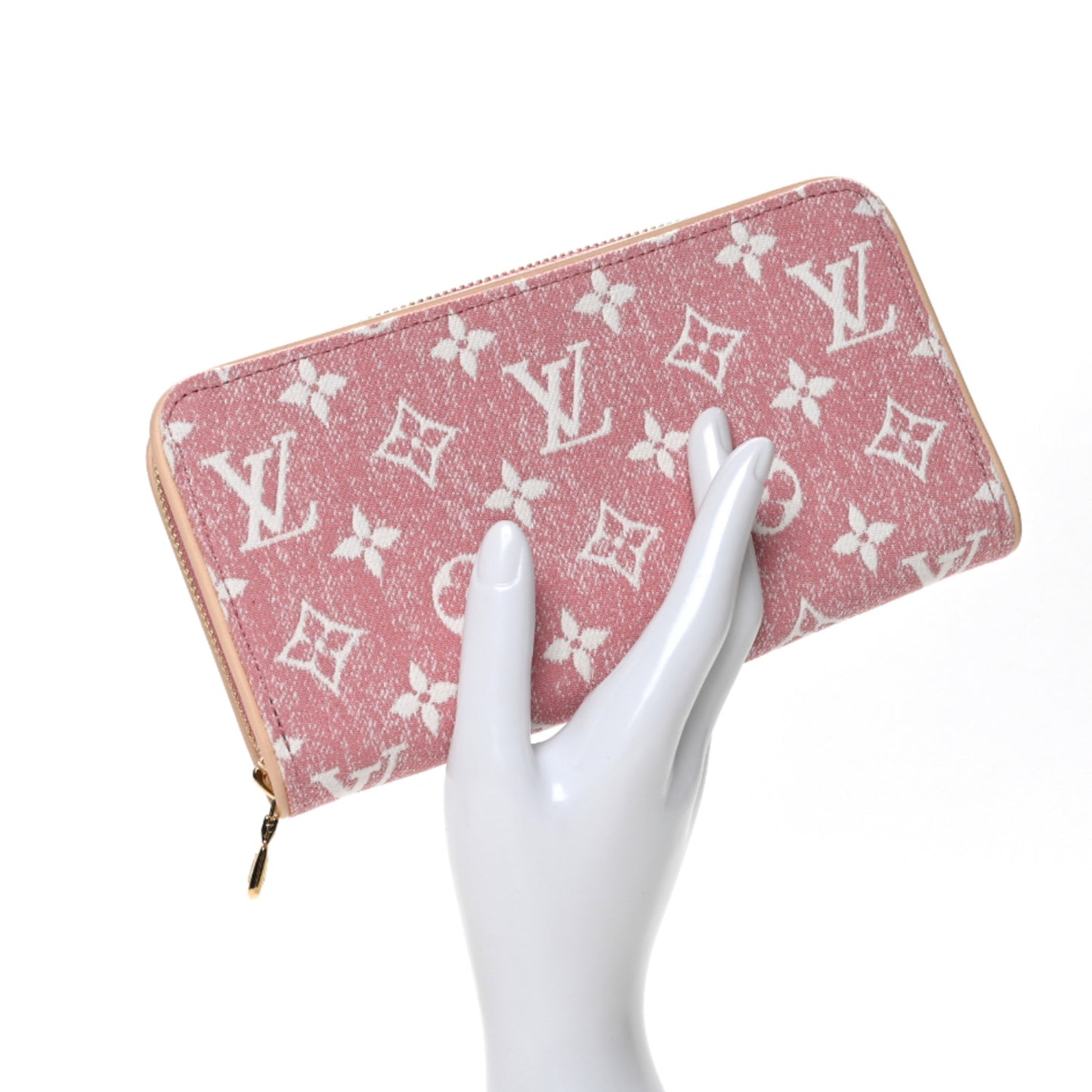 Denim Monogram Jacquard Zippy Wallet Pink