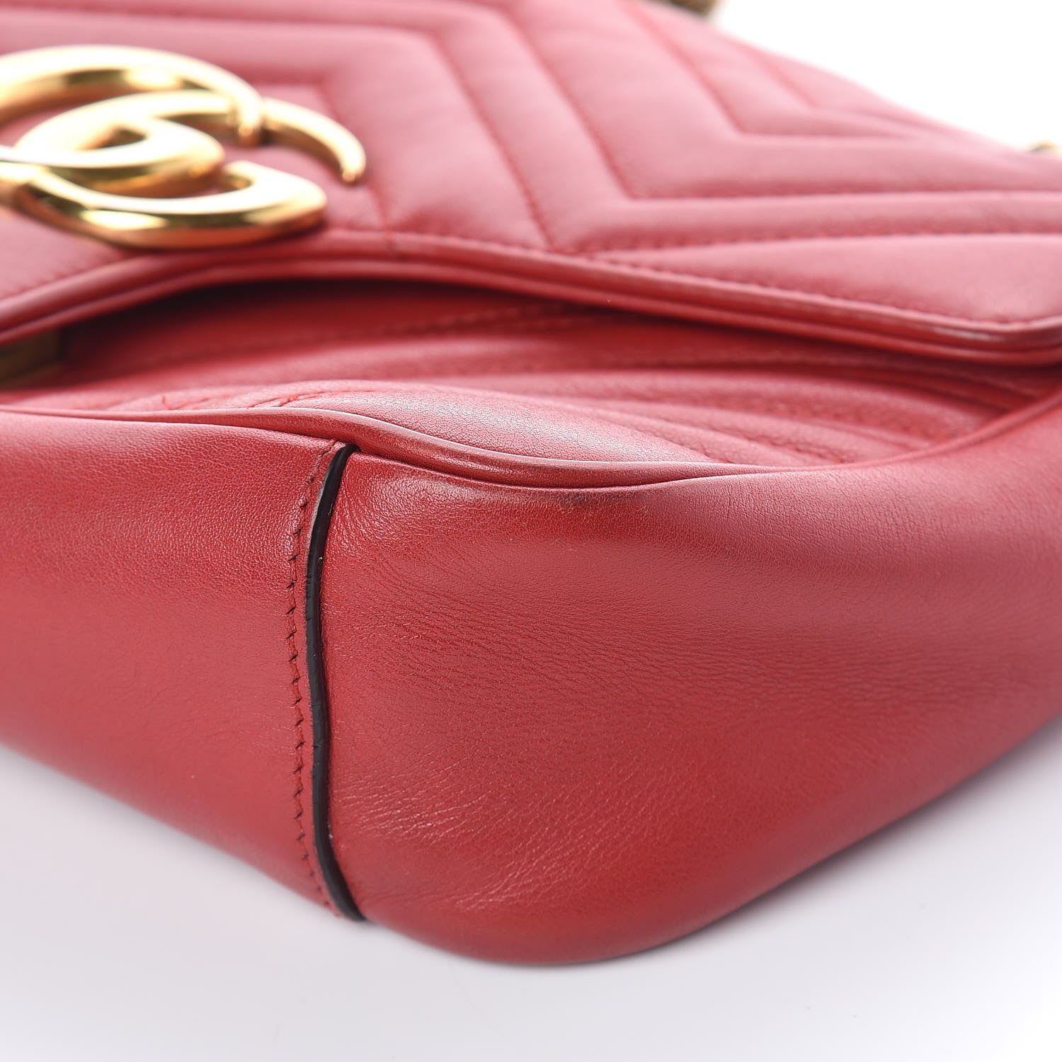 Gucci Calfskin Matelasse Small GG Marmont Shoulder Bag Hibiscus Red 8 of 9