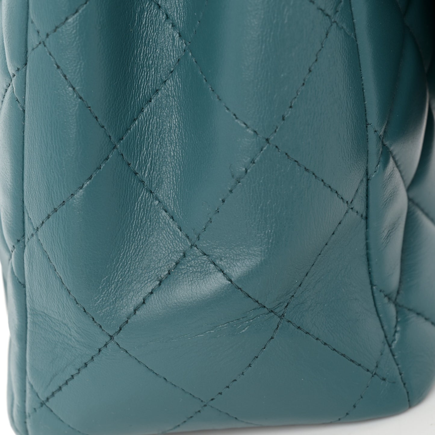 Lambskin Quilted Maxi Single Flap Turquoise