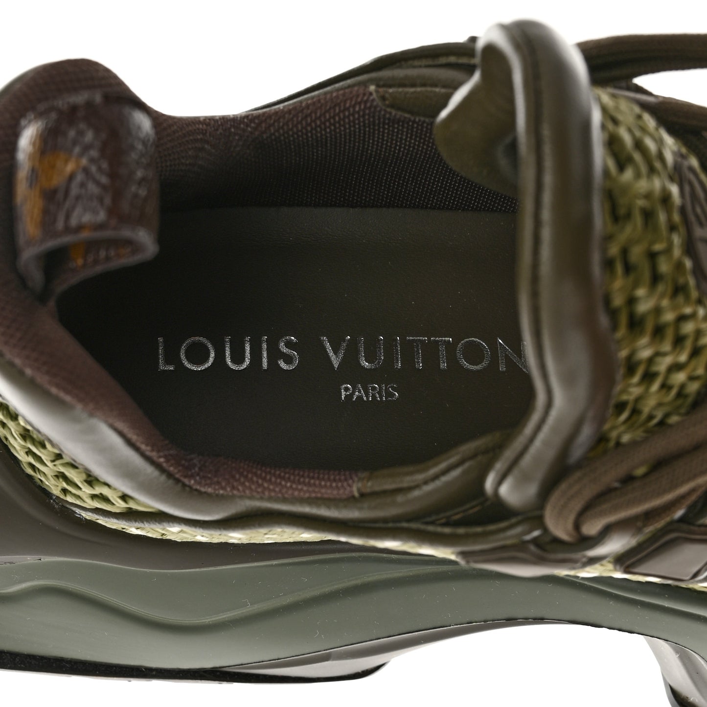 Calfskin Raffia LV Archlight 2.0 Platform Sneakers 37 Kaki