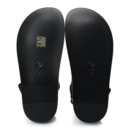 Chanel Grained Calfskin Velcro Dad Sandals 35 Black 5 of 9
