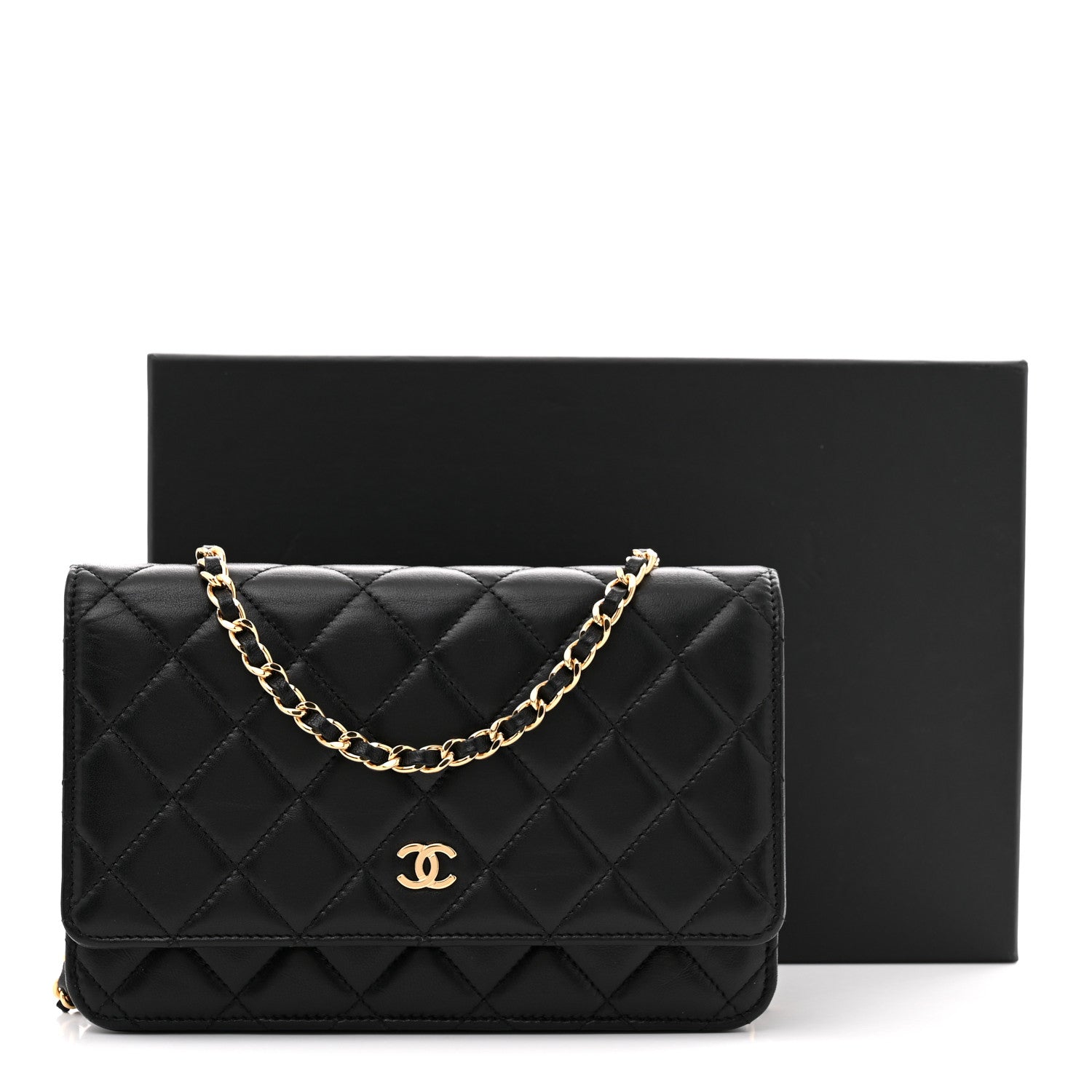 Chanel Lambskin Quilted Wallet On Chain WOC Black 11 of 11