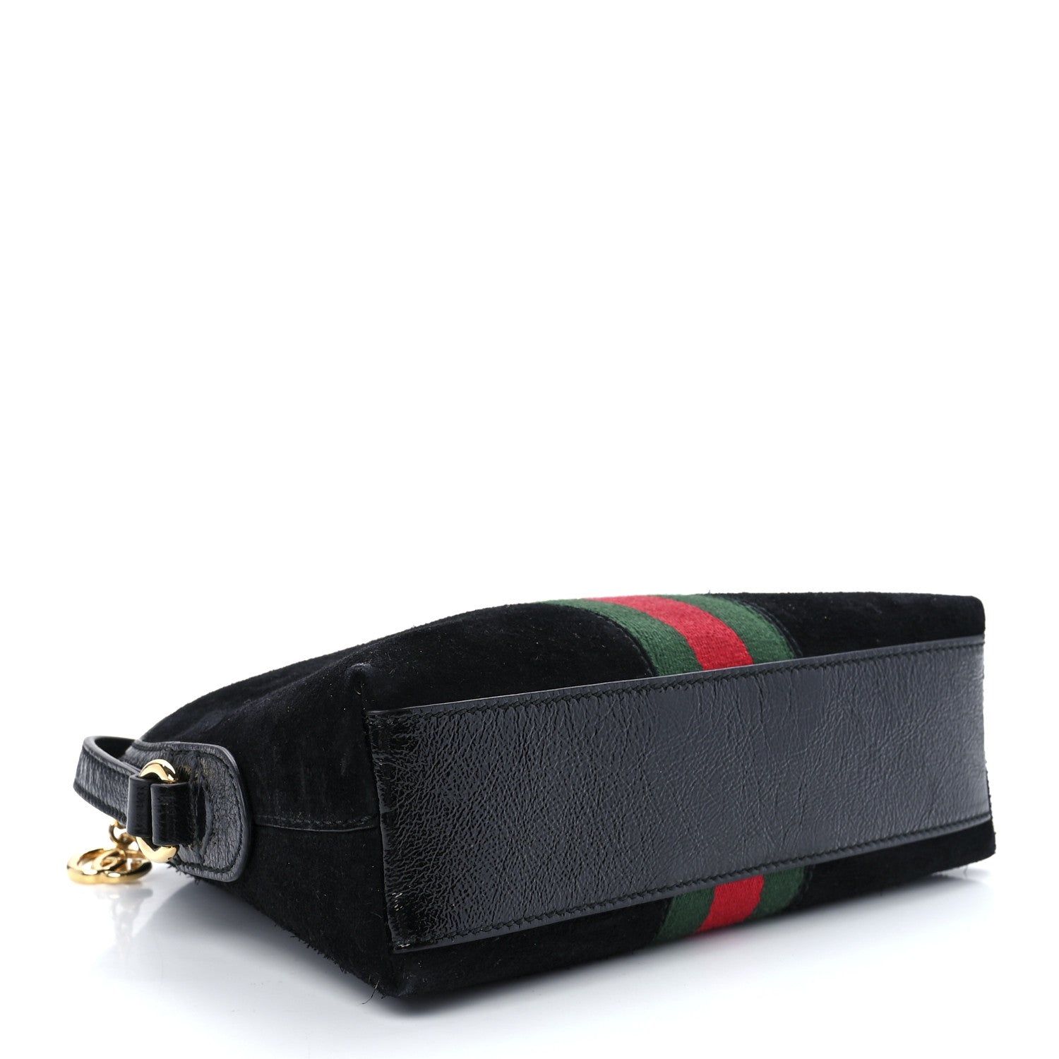 Gucci Suede Patent Web GG Small Ophidia Dome Shoulder Bag Black 4 of 12