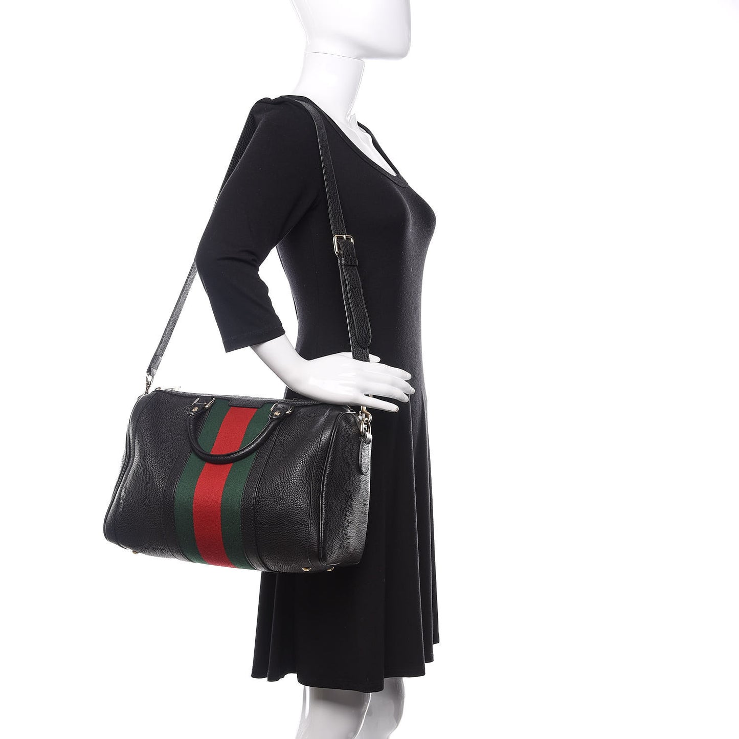 Calfskin Vintage Web Medium Boston Black
