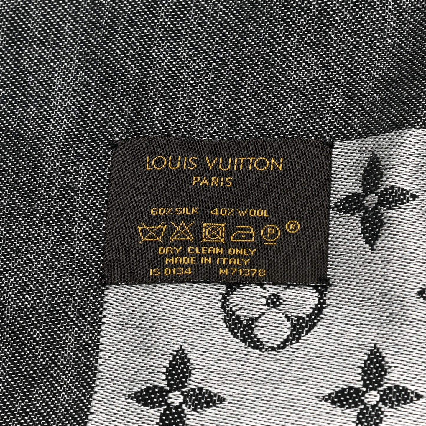 Silk Wool Monogram Denim Shawl Black