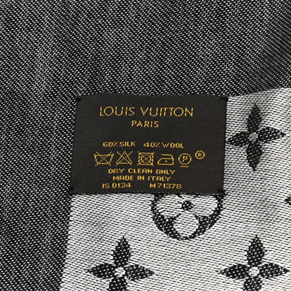 Louis Vuitton Silk Wool Monogram Denim Shawl Black 6 of 6