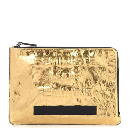 Chanel Metallic Lambskin Large Feministe Maize Feminine Pouch Clutch Gold 1 of 8
