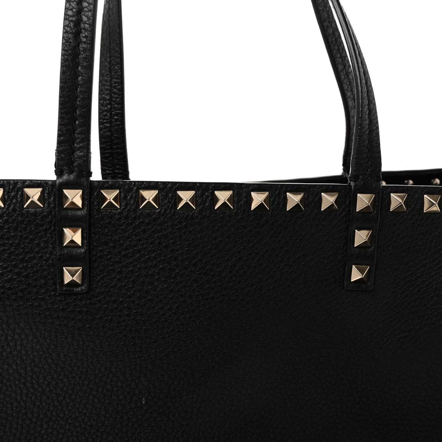 Valentino Garavani Grained Calfskin Rockstud Double Handle Cinch Tote Black 7 of 9