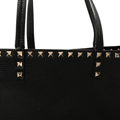 Valentino Garavani Grained Calfskin Rockstud Double Handle Cinch Tote Black 7 of 9