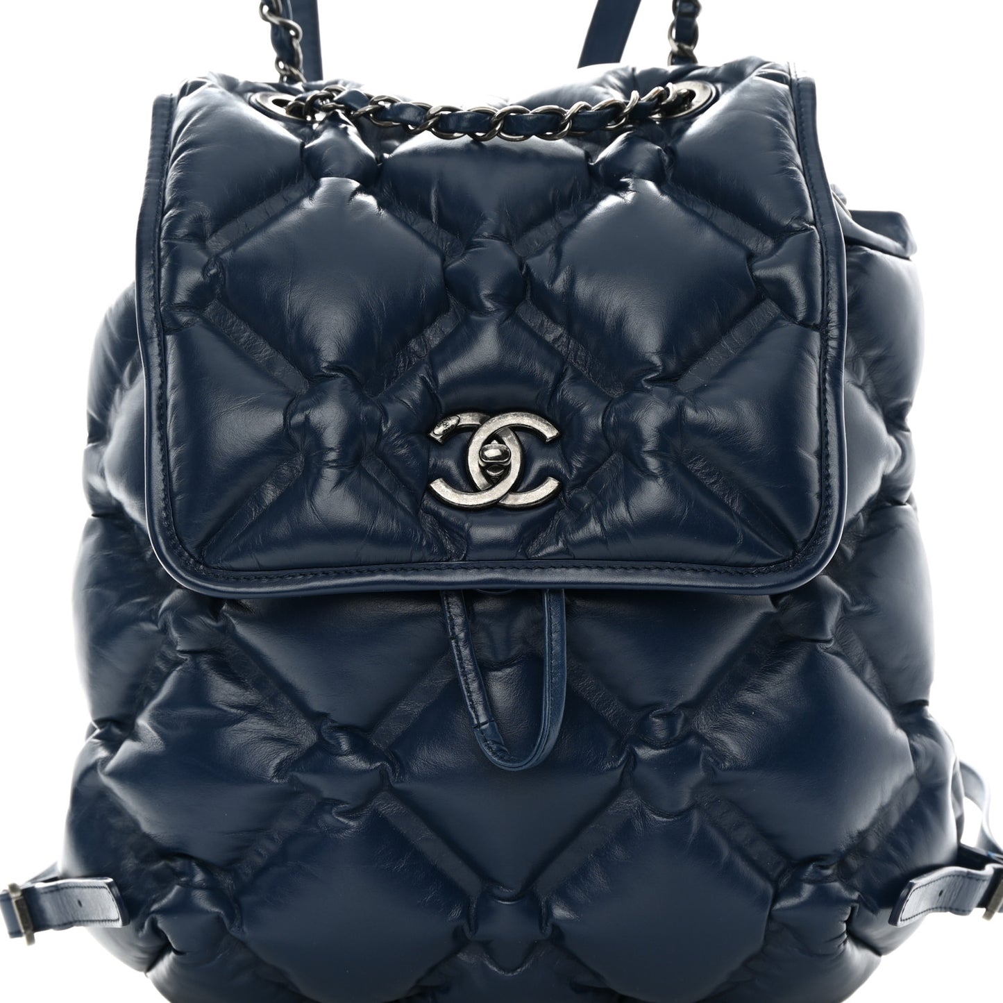 Calfskin Quilted Chesterfield Backpack Blue