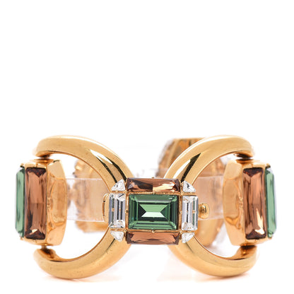 Gucci Swarovski Crystal Horsebit Bracelet 17 Gold 1 of 7