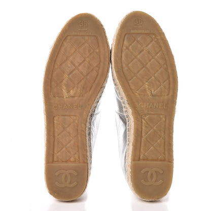 Chanel Laminated Goatskin CC Espadrilles 36 Silver 5 of 10