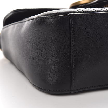 Gucci Calfskin Matelasse Mini GG Marmont Top Handle Shoulder Bag Black 9 of 11
