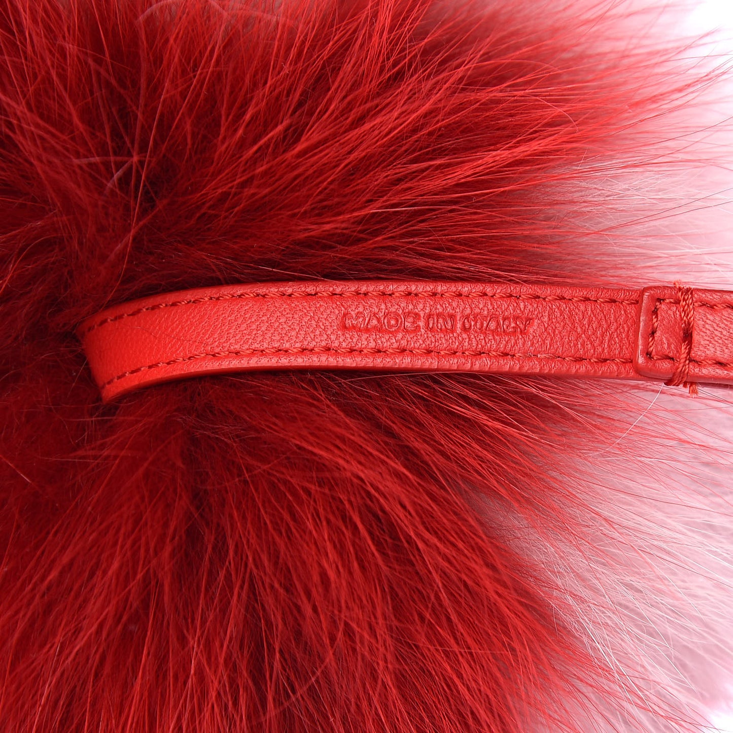 Fox Fur Shiny Nappa Heart Pom Pom Bag Charm Rosso Rosa