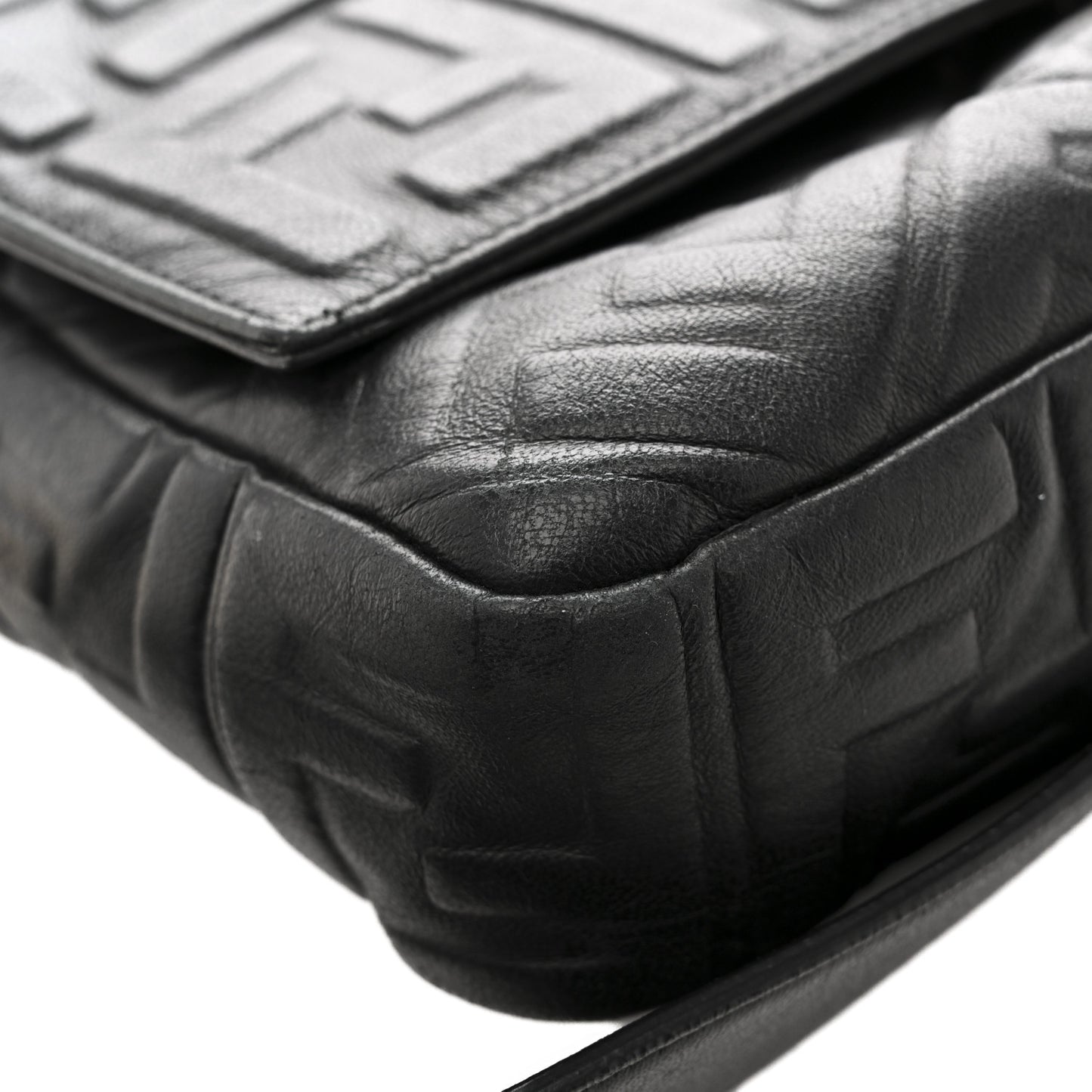 Nappa FF 1974 Embossed Large Baguette Black