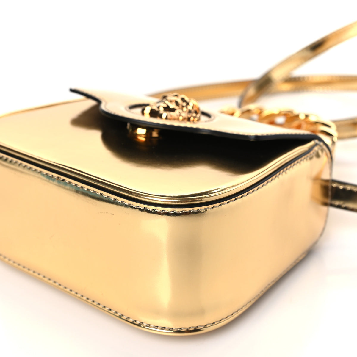 Metallic Calfskin Mini La Medusa Bag Gold