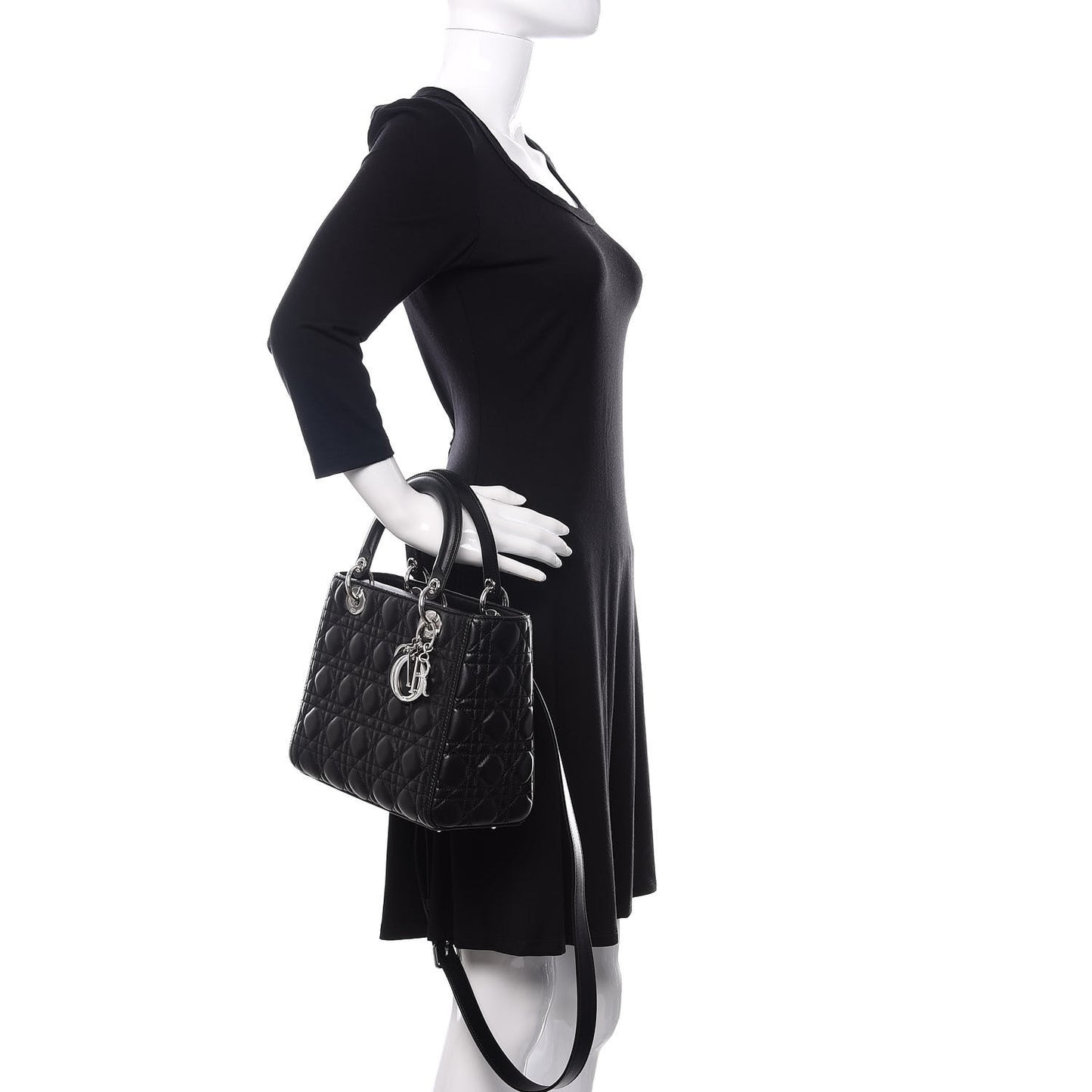 Lambskin Cannage Medium Lady Dior Black
