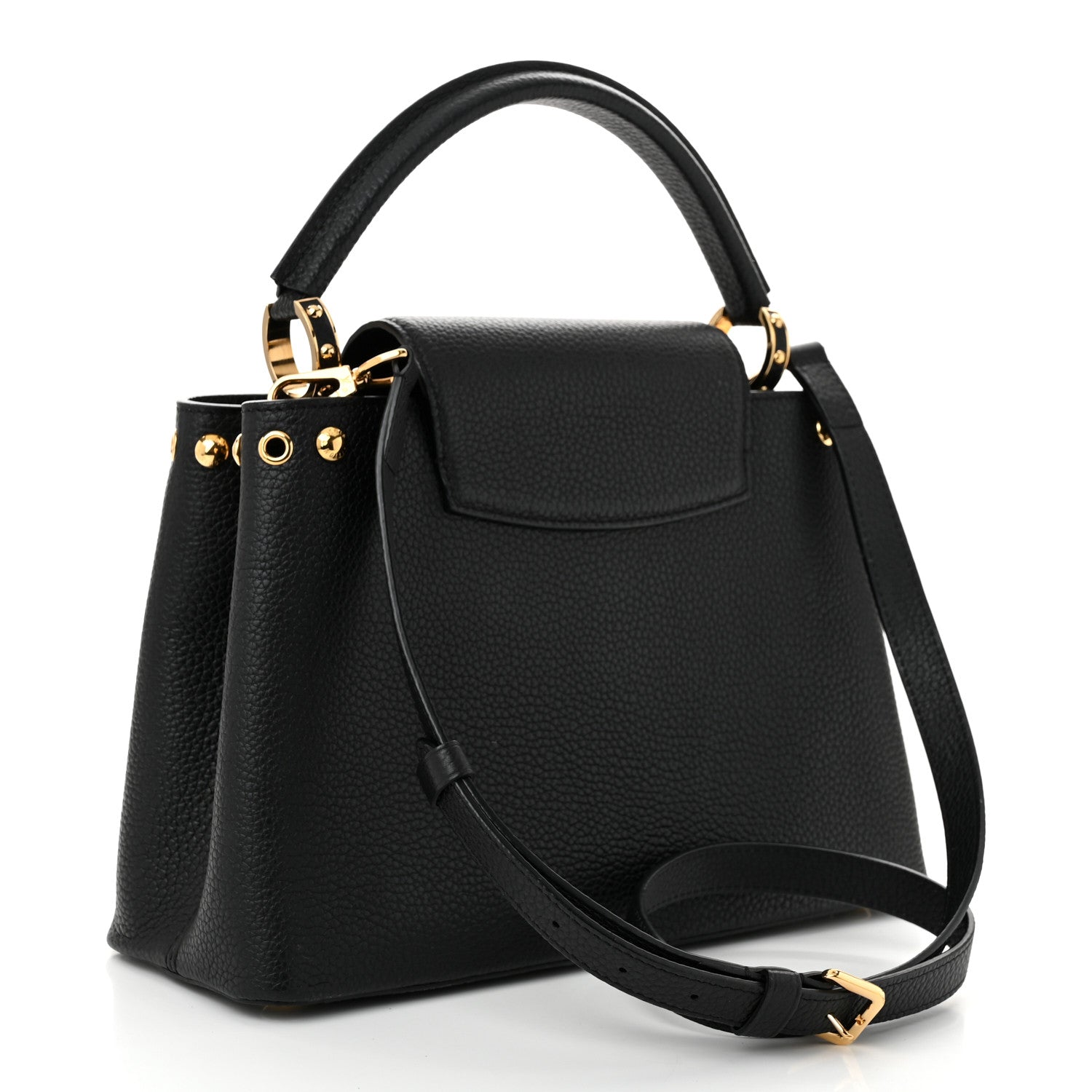 Louis Vuitton Taurillon Studded Capucines PM Black 3 of 10