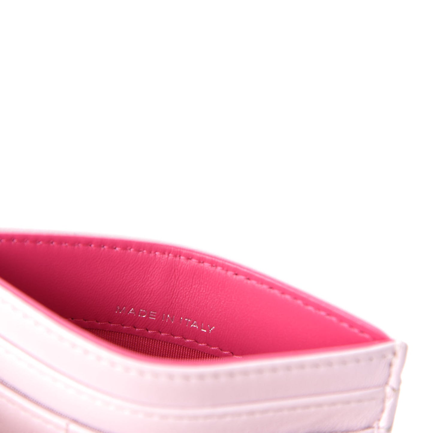Lambskin Camellia Embossed Card Holder Pink