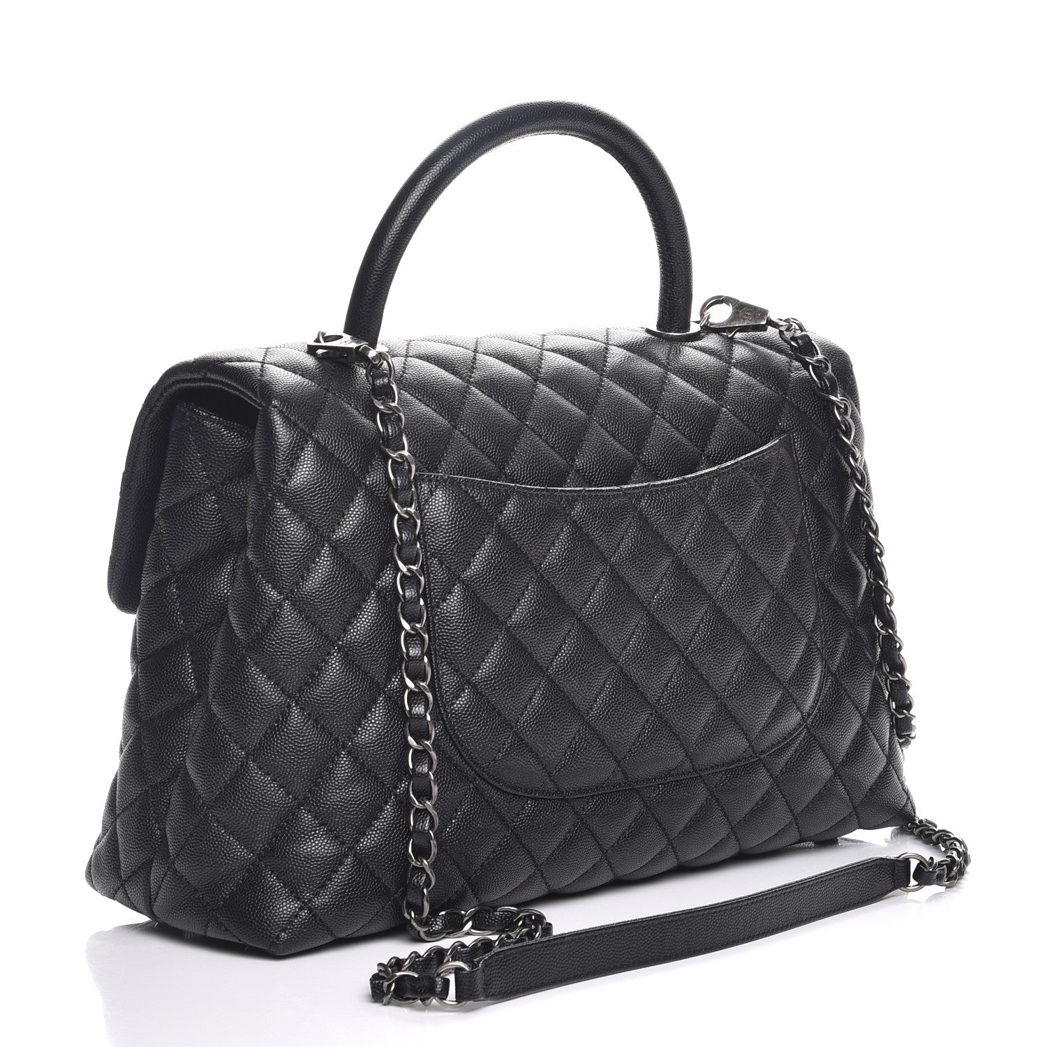 Chanel Caviar Quilted Large Coco Handle Flap Black 4 of 9