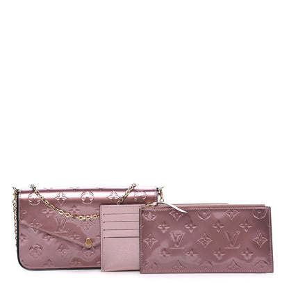 Louis Vuitton Vernis Pochette Felicie Chain Wallet Metallic Pale Pink 1 of 9
