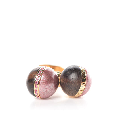 Louis Vuitton Wood Enamel Ball Ring Set 6.5 Brown Pink 1 of 12