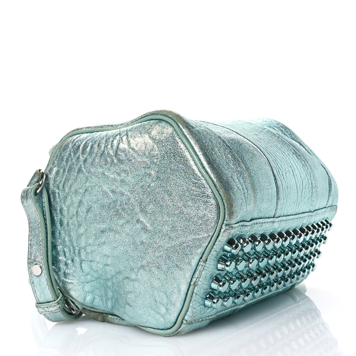 Metallic Pebbled Lambskin Lambskin Rocco Teal Silver Hardware