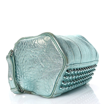 Alexander Wang Metallic Pebbled Lambskin Lambskin Rocco Teal Silver Hardware 4 of 11