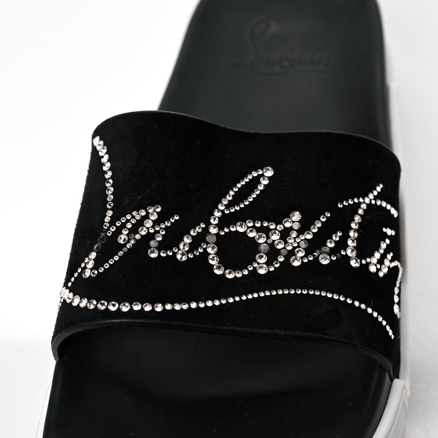 Christian Louboutin Veau Velours Strass Dear Pool Flat Platform Slide Sandal 38 Black 14 of 16