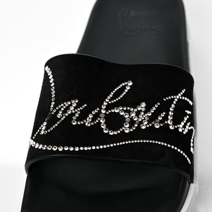 Christian Louboutin Veau Velours Strass Dear Pool Flat Platform Slide Sandal 38 Black 14 of 16