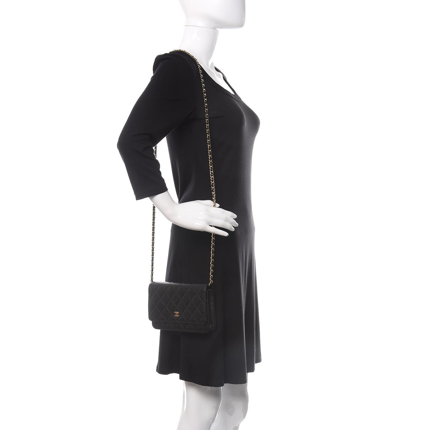 Caviar Quilted Wallet On Chain WOC Black